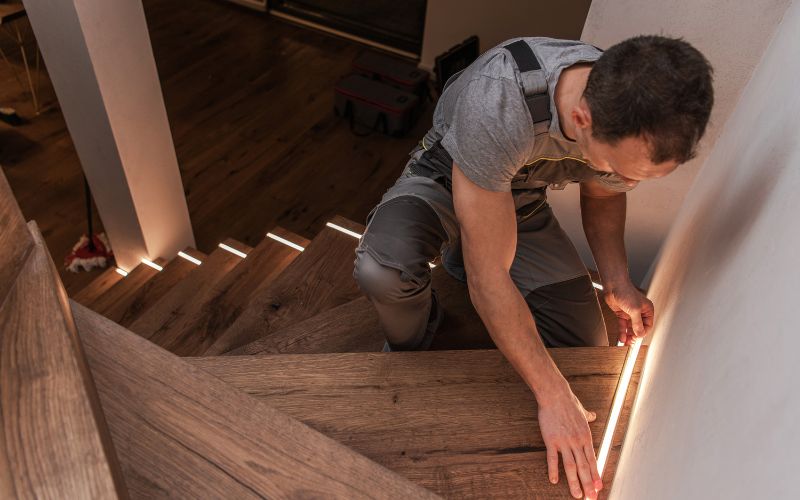 LED lighting on stairs