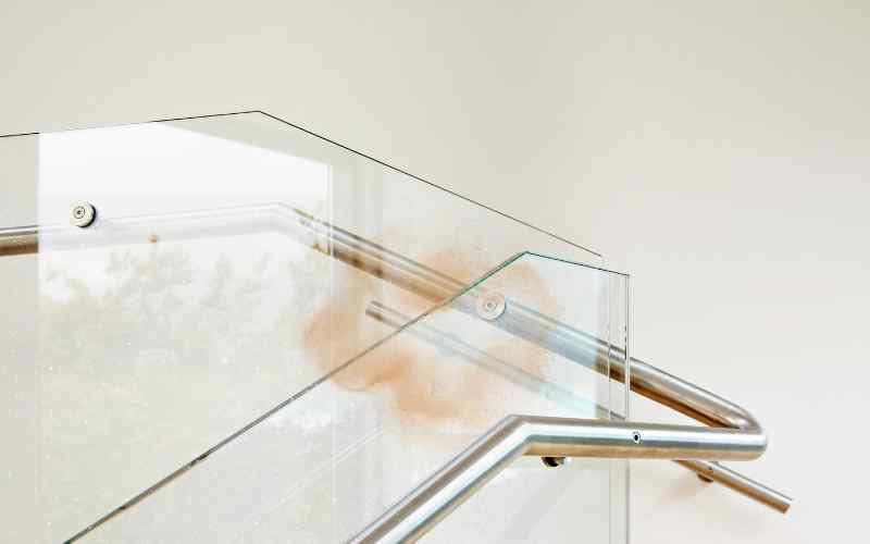 Unclean glass balustrade
